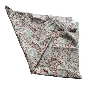 Williams Sonoma Paisley Floral Tablecloth 72x106" Cotton Red‎ Gray India